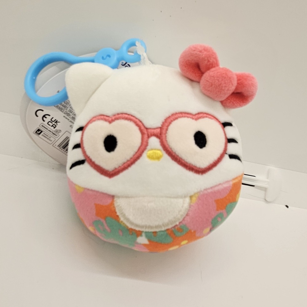 Squishmallows Hello Kitty Plush Clip Heart Glasses Sanrio NEW Tags